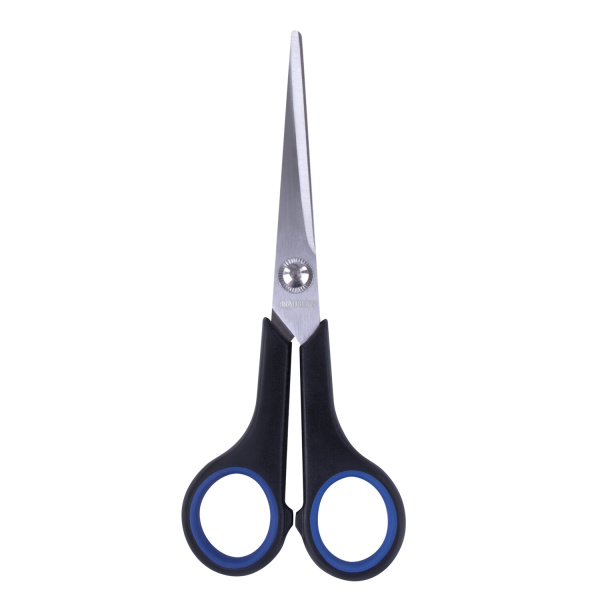 Ножницы BRAUBERG "SOFT GRIP" 165мм, серо-зелёные, в карт. упак. с европодвесом, арт.230761