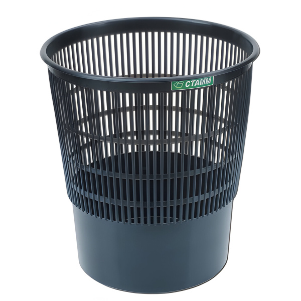 Корзина для бумаг СТАММ, сетчатая,18 л, черная, КР01