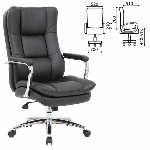 Кресло офисное BRABIX EX-507, экокожа, хром, черное
