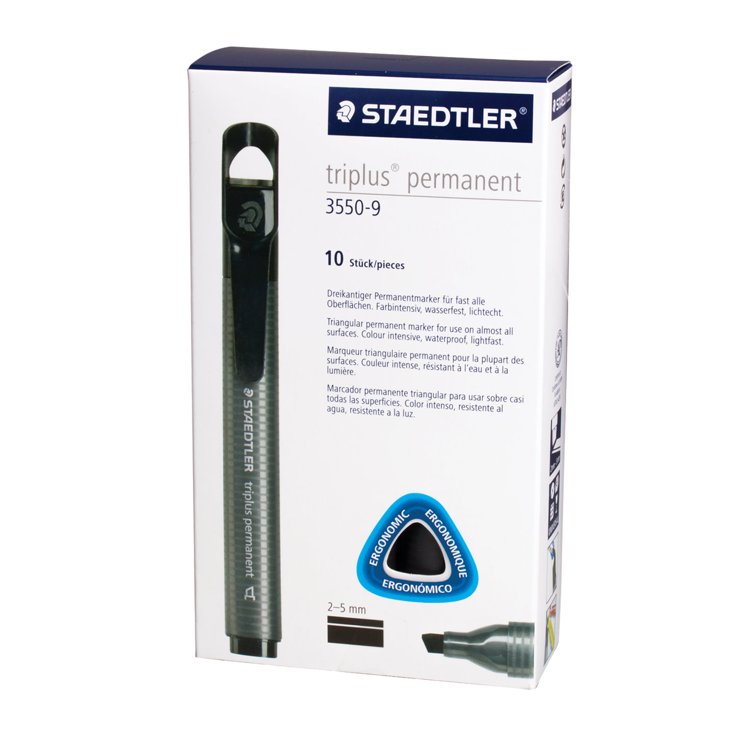 Маркер перманентный STAEDTLER "Triplus", ЧЕРНЫЙ, трехгранный, скошенный наконечник, 3-5 мм 3550-9