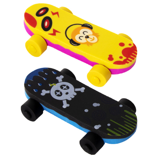 Резинка стирательная ПИФАГОР "Скейт", цвет ассорти, в упаковке с подвесом, 222481