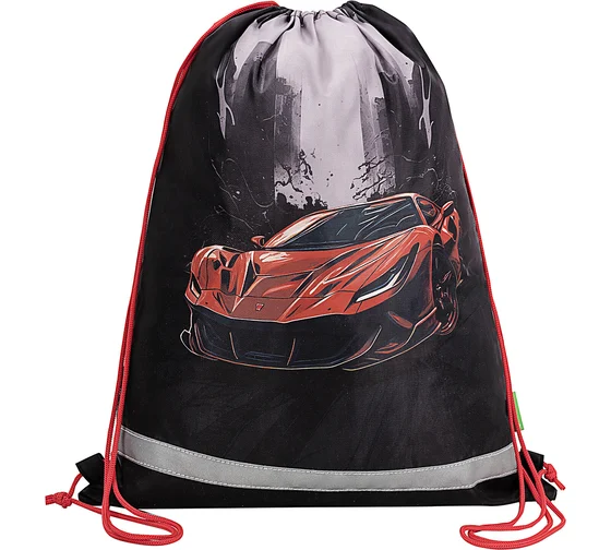 Мешок для обуви BRAUBERG KIDS, светоотражающая полоса, 46х36 см, "Red car", 272392
