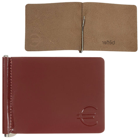 Зажим для купюр BEFLER "Classic" натур. кожа, тиснен "знак евро", 105х86мм,коньяк, Z.7.-1,ш/к- 77750