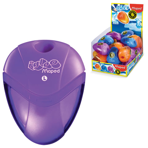 Точилка MAPED (Франция) "I-Gloo", для левши, с контейнером, ассорти, дисплей