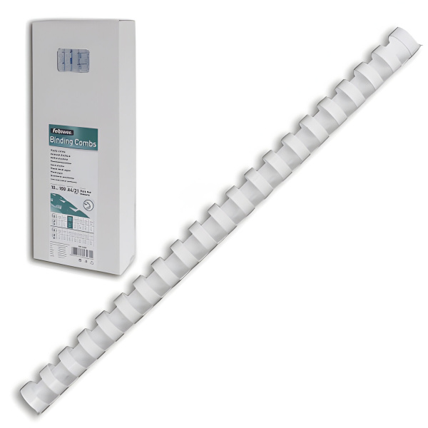 Пружины пласт. д/переплета FELLOWES набор 100шт, 12мм (для сшивания 56-80л) белые, FS-53462