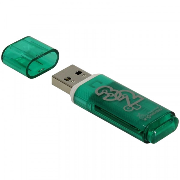 Память Smart Buy "Glossy" 32GB, USB 2.0 Flash Drive, зеленый