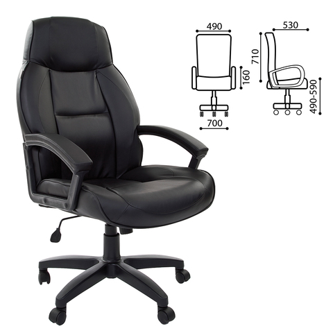Кресло офисное BRABIX "Formula EX-537", экокожа, черное, 531388