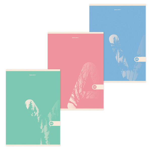 Тетрадь А4 48л. клетка BRAUBERG, скоба, обложка картон, "PASTEL"