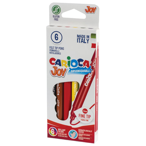 Фломастеры CARIOCA JOY  6 цв., вент.колпачок, картон.коробка, гарантия - 3года, 40613
