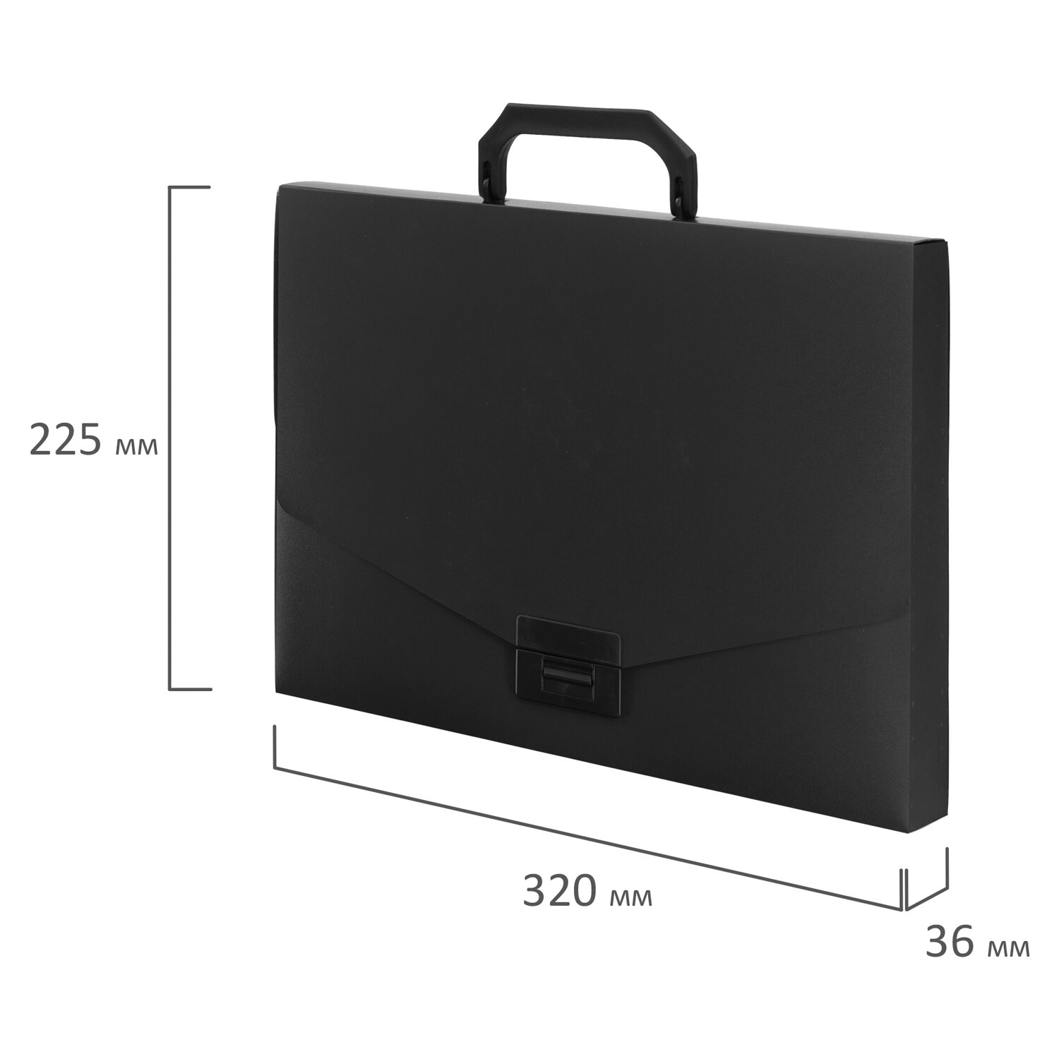 Портфель пластиковый STAFF А4 (320х225х36 мм), без отделений, черный, 229241 