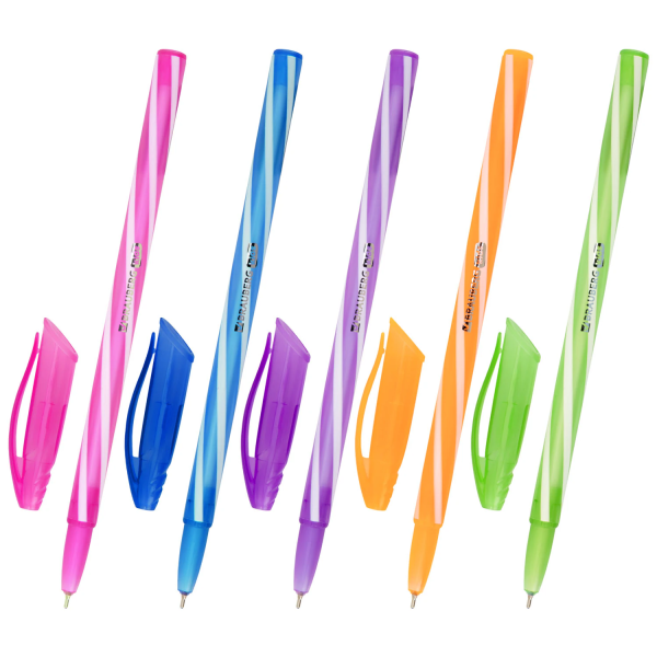 Ручка шариковая масляная BRAUBERG KIDS "TWIST", СИНЯЯ, корпус ассорти, пишущий узел 0,7 мм, линия пи