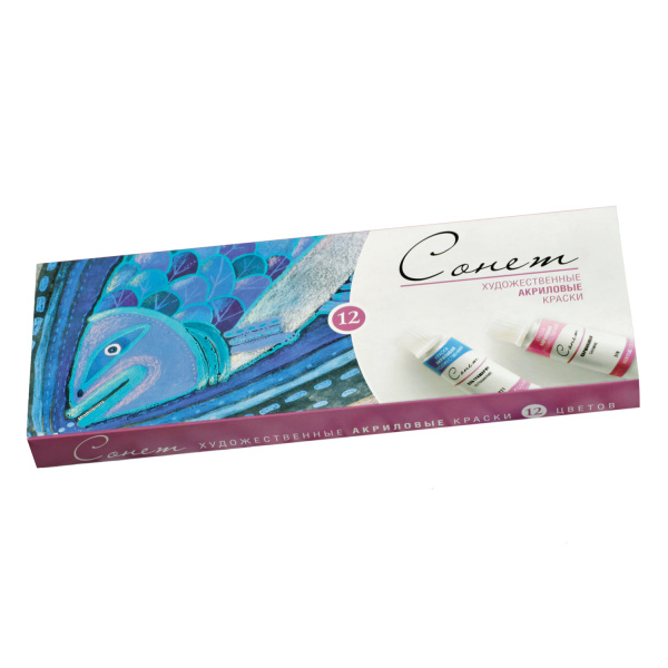 Краски акриловые «Сонет», 12цв., 10мл, картоная коробка, 2841095