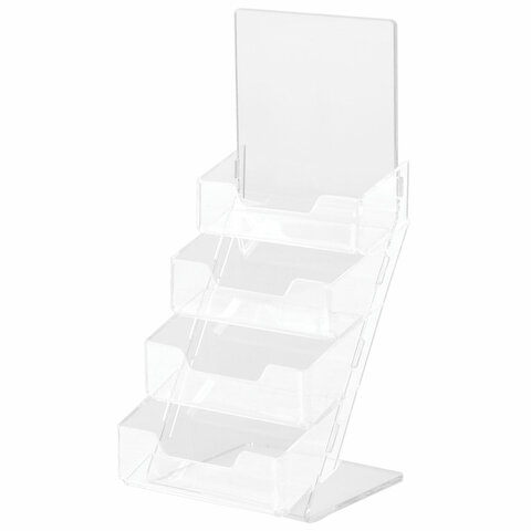 Подставка для визиток настольная BRAUBERG 95*20мм, 4 кармана глубиной 32мм, 290421