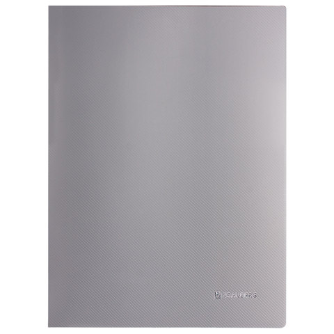 Папка с бок. мет. приж. и внутр. карм. BRAUBERG "Диагональ" серебряная, до 100 листов, 0,6мм
