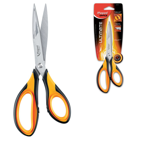 Ножницы MAPED (Франция) "Ultimate", 210 мм, сверхпрочные, черно-желтые, картонная упаковка с европод