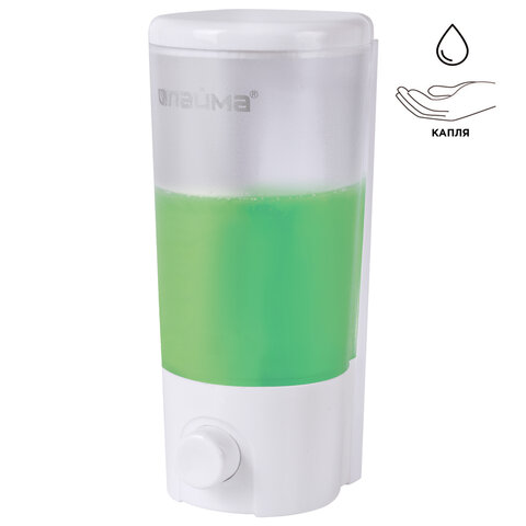 Диспенсер для жидкого мыла ЛАЙМА, наливной, 0,38 л, ABS-пластик, белый (матовый), 603922