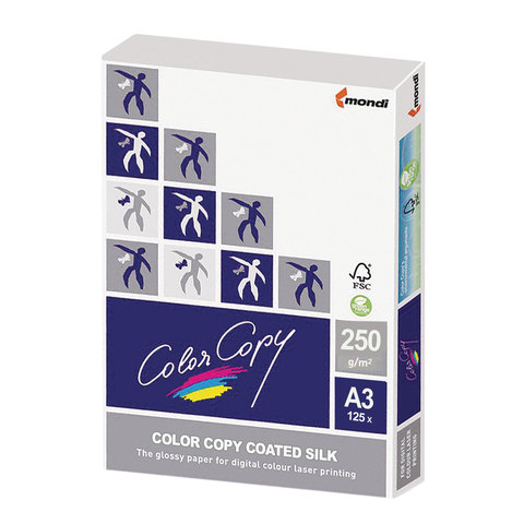 Бумага COLOR COPY SILK, мелованная, матовая, БОЛЬШОЙ ФОРМАТ, А3, 250 г/м2, 125 л., для полноцв. лазе