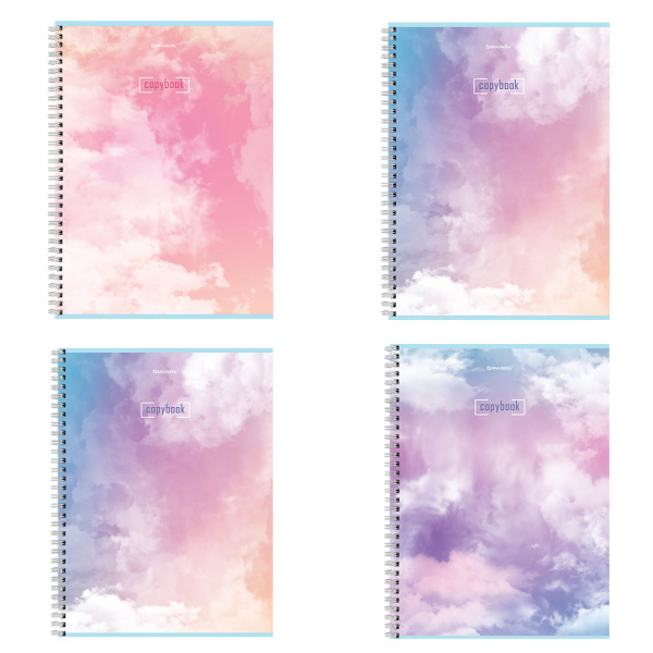 Тетрадь А4 80л. клетка на спирали BRAUBERG, глянцевый лак, "CLOUD"