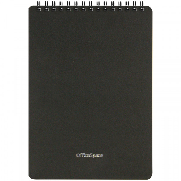 Блокнот А5 60л. на гребне OfficeSpace "Base", черная пластиковая обложка Б5к60грП_35409