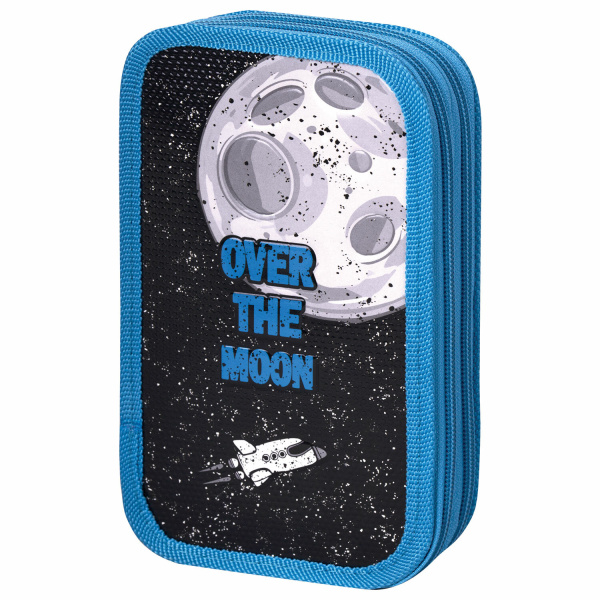 Пенал ЮНЛАНДИЯ, 2 отделения, ламинированный картон, 19х11 см, Space smile, 270890