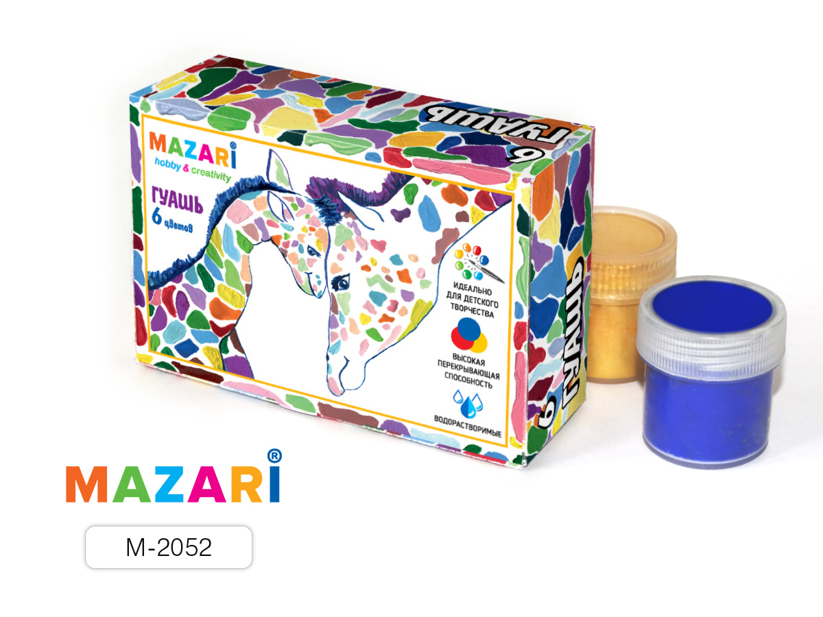 Гуашь, 6цв., ART ANIMALS, баночка 20мл, картонная коробка