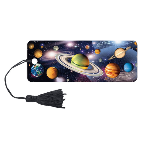 Закладка д/книг с линейкой 3D BRAUBERG, объемная, "Вселенная", декор. шнурок-завязка, 125757