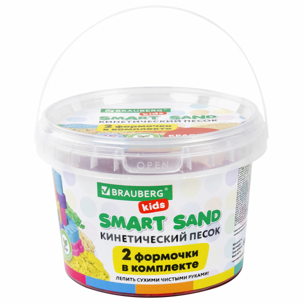 Песок для лепки кинетический BRAUBERG KIDS, красный, 500 г, 2 формочки, ведерко