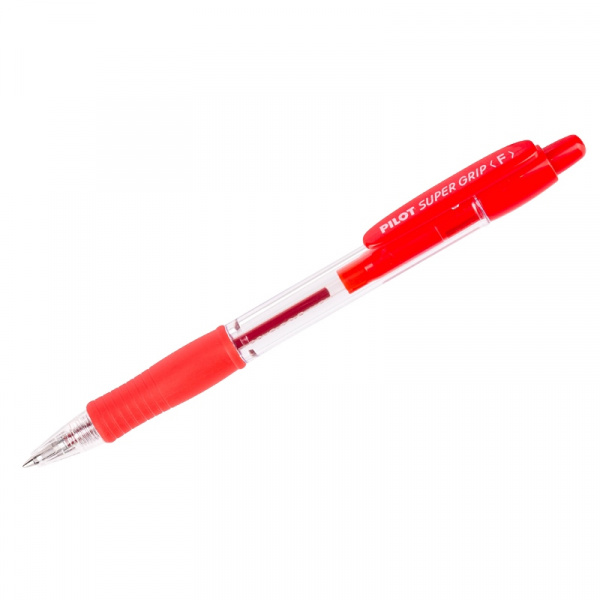 Ручка шариковая автоматическая Pilot "Super Grip" красная, 0,7мм, красный грип