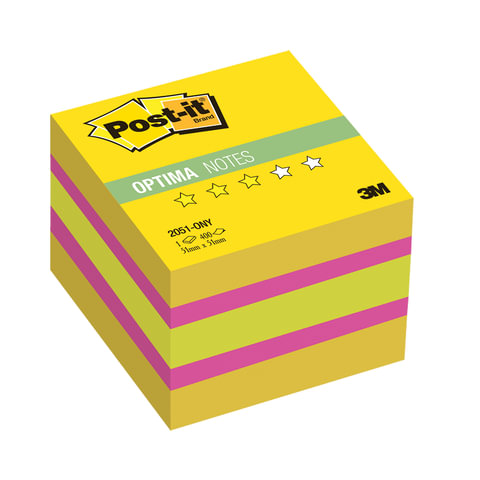 Блок самоклеящийся POST-IT Optima "Лето", 51х51мм, 400 л., ассорти, 2051-ONY