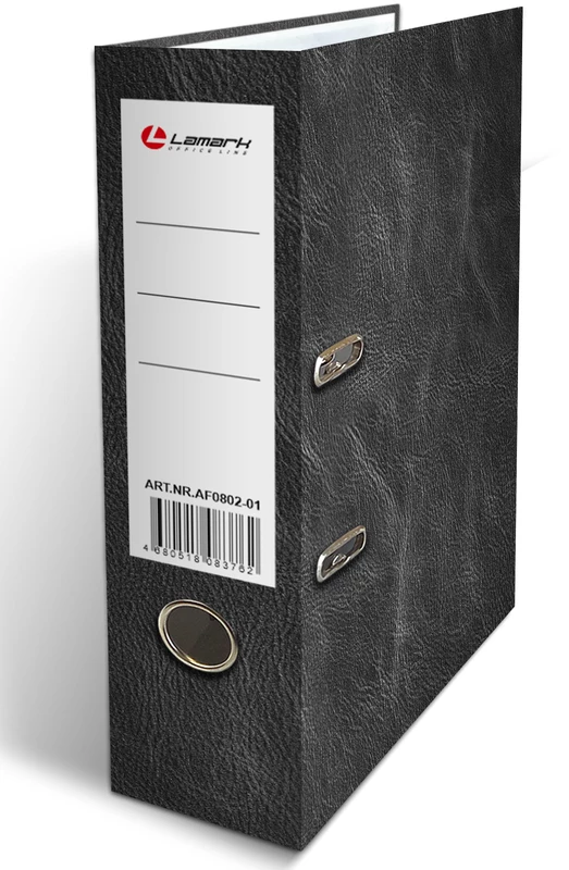 Папка-регистратор Lamark ламинированный картон 75мм "Кожа", черная