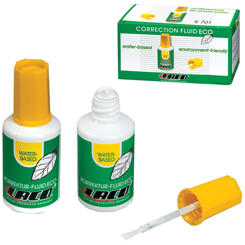 Корректирующая жидкость LACO (ЛАКО, Германия) 20 мл, с кисточкой на водной основе, К701