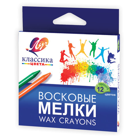 Восковые карандаши ЛУЧ "Классика", 12цв, картонная упаковка с европодвесом, 12С861-08 