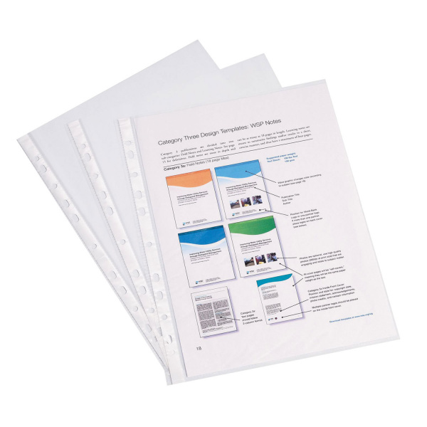 Папки-файлы перфорированные A4 ERICH KRAUSE, КОМПЛЕКТ 100 шт., гладкие, эконом, 30 мкм, 30630