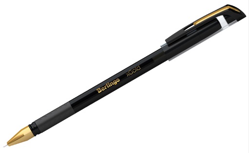 Ручка шариковая Berlingo "xGold" черная, 0,7мм, игольчатый стержень, грип