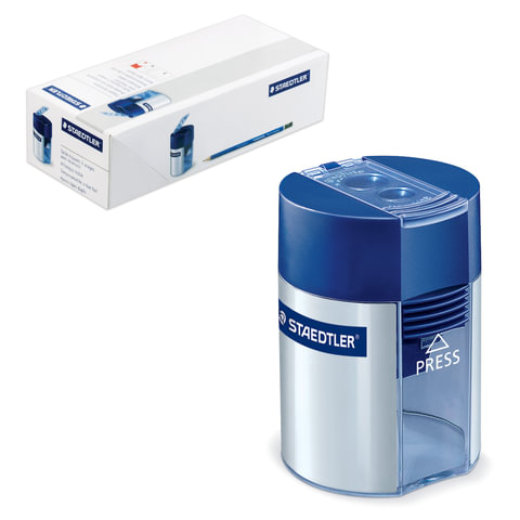 Точилка STAEDTLER (Штедлер, Германия) пластиковая с контейнером, круглая, 2 отверстия, 512001