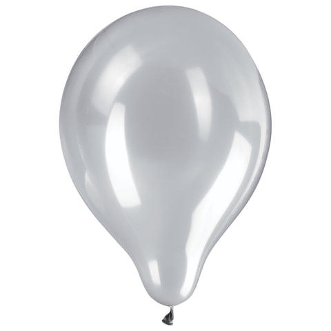 Шары воздушные ZIPPY (ЗИППИ) 10" (25 см), комплект 50 шт., серебряный металлик, в пакете, 104182
