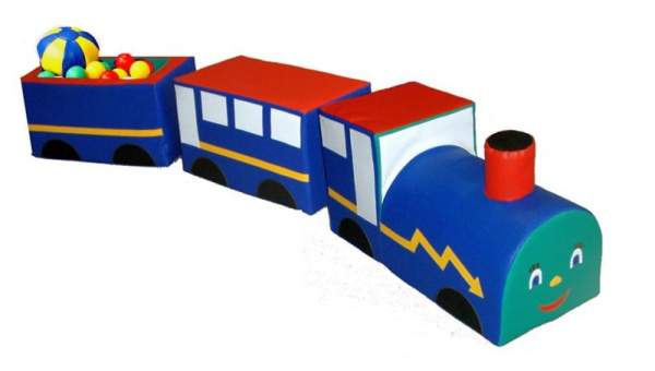 Игровой паровозик Локомотив, открытый вагон, закрытый вагон (180*27*32)