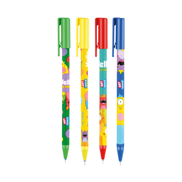 Ручка гелевая стираемая ArtSpace "Монстрики" синяя, 0,35мм, корпус ассорти EG_95212