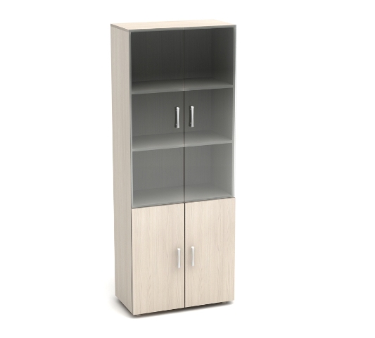 К2 Канц Шкаф со стеклом (700х350х1830) (ШК31.15+ДК32.15х2+ДК35х2+ФС04х2)