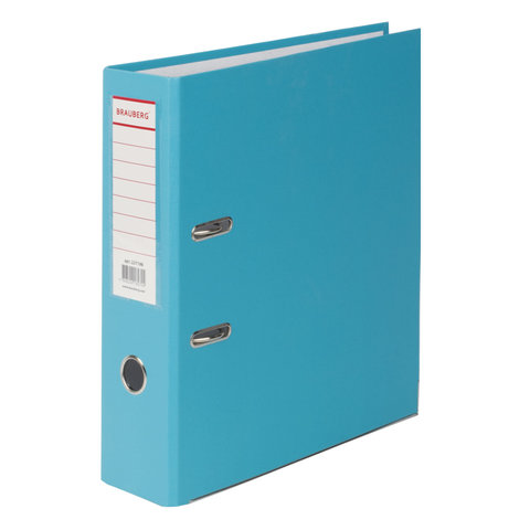 Папка-регистратор BRAUBERG с покрытием из ПВХ, 80 мм, с уголком, бирюзовая (удвоенный срок службы),