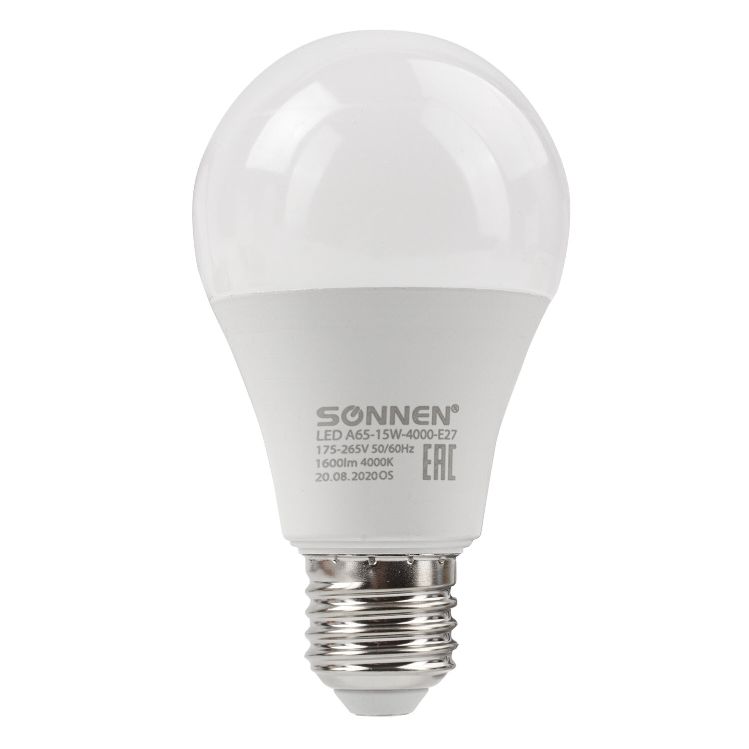 Лампа светодиодная SONNEN, 15 (130) Вт, цоколь Е27, груша, теплый белый, 30000 ч, LED A65-15W-2700-E