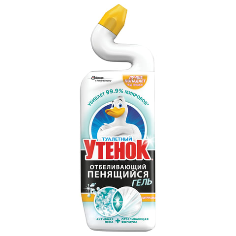 Средство для уборки туалета 750 мл, ТУАЛЕТНЫЙ УТЕНОК, отбеливающий пенящийся гель, "Цитрус", 689083