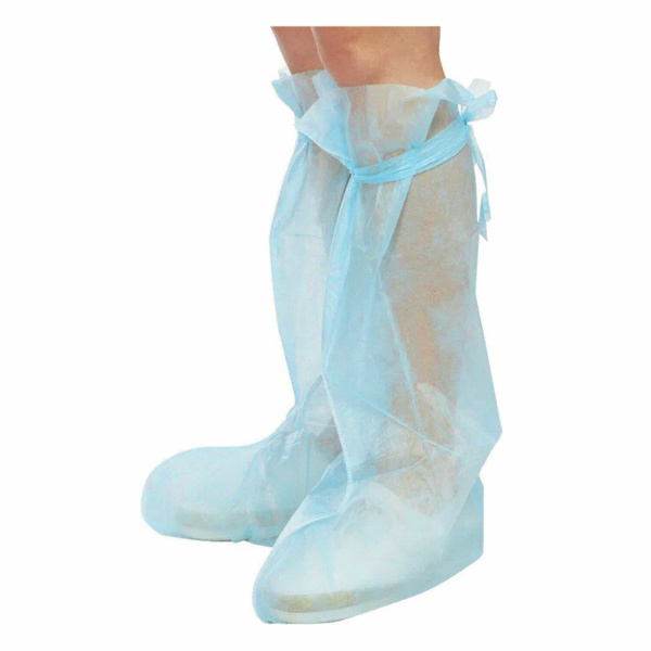 Бахилы стерильные из спанбонда высокие с завязками, 25 г/м2, одна пара в индивидуальной упаковке 