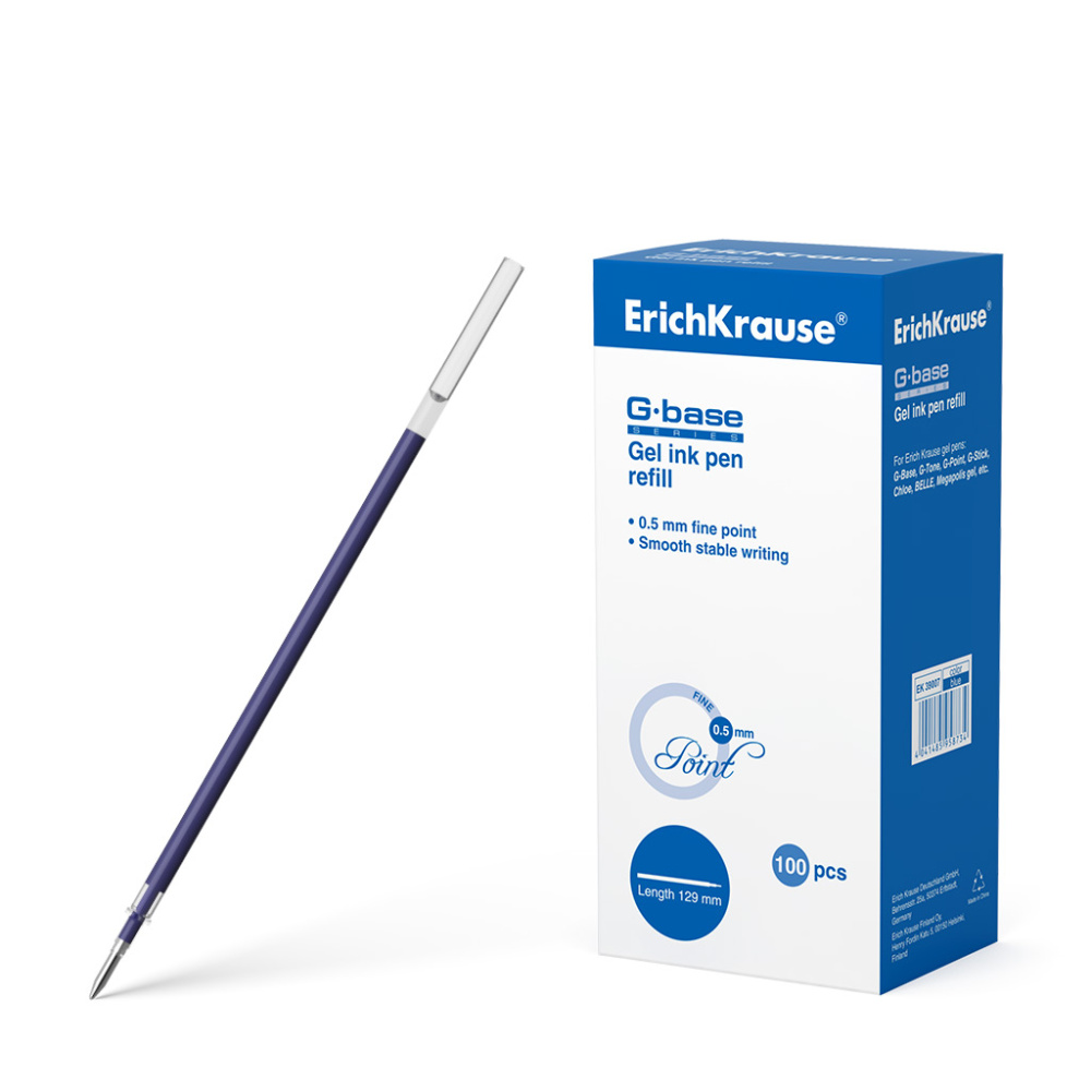 Стержень гелевый ERICH KRAUSE "G-Base fine" 129мм, евронаконечник,0,5мм,упак. с подвесом,17913,синий Стержень гелевый ERICH KRAUSE "G-Base fine" 129мм, евронаконечник,0,5мм,упак. с подвесом,17913,синий