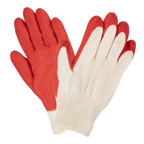 Перчатки хлопчатобумажные, 13 класс, 36-38 г, 100 текс, ОДИНАРНЫЙ латексный облив Лайма