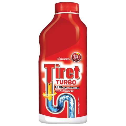Средство для прочистки канализационных труб TIRET Turbo (Тирет Турбо), 500 мл, гель
