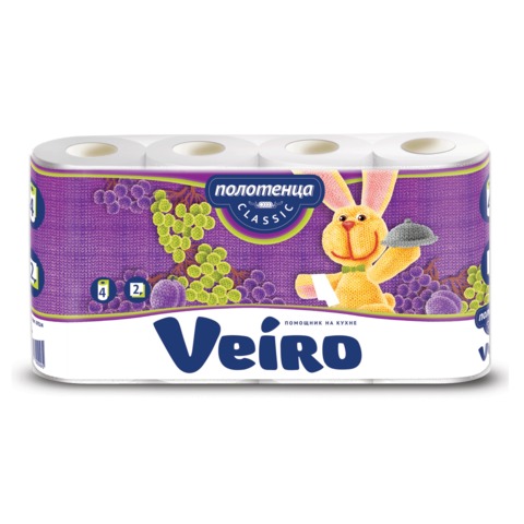 Полотенце бумажное LINIA VEIRO (Вейро), 2-х слойное, спайка 4шт.х12,5м, 5п24, ш/к 93064