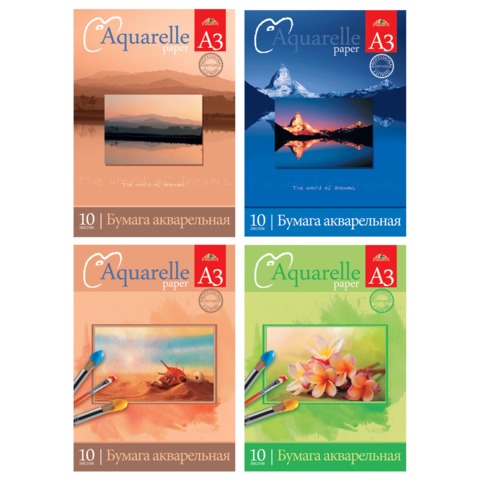 Папка для акварели А3 10л. "КТС-ПРО", вн.блок 225 г/кв.м спец. бум. акв. с хлопком С11203-04