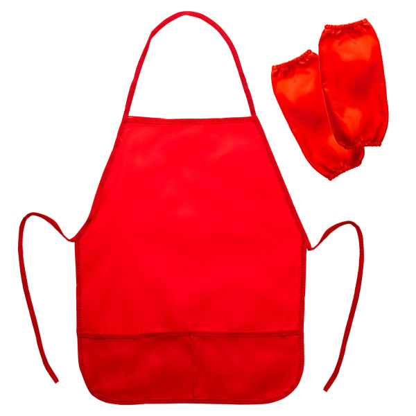 Фартук с нарукавниками для уроков труда ПИФАГОР, малый, 39х49 см, красный, 270919