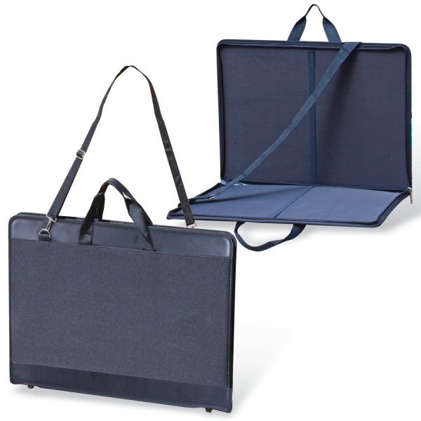 Папка для рисунков и чертежей А2, 645х470мм, "Пленэр-2", с ручками, кожзам/ткань, черная, 675/1